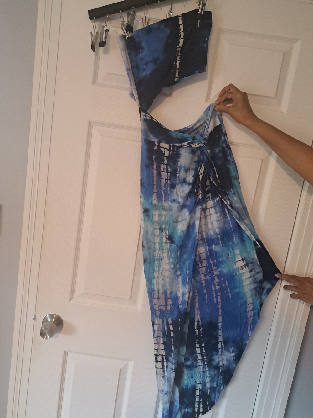 Fashion Nova Blue Tie-Dye Maxi Dress